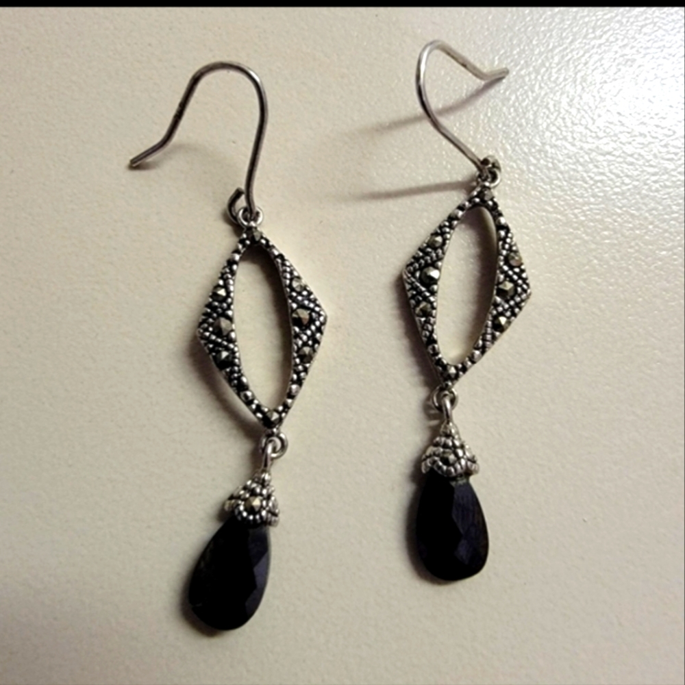 Vintage 925 sterling silver marquise earrings